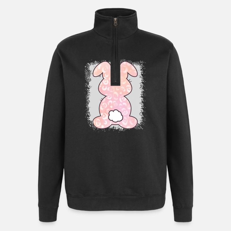 Leopard Print Bleached Easter - Quarter-Zip Sweatshirt - black