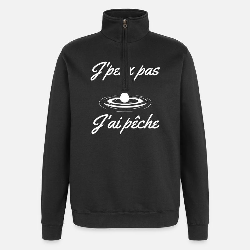 pêche, pêcheur, fan de pêche - Sweat à zip 1/4 - noir
