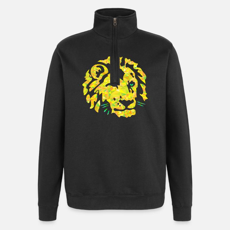 Polygon Löwe Kopf - Quarter-Zip-Sweatshirt - Schwarz