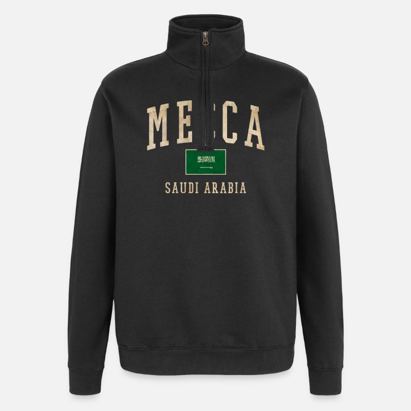 Emblème rétro saoudien de La Mecque - Sweat à zip 1/4 - noir