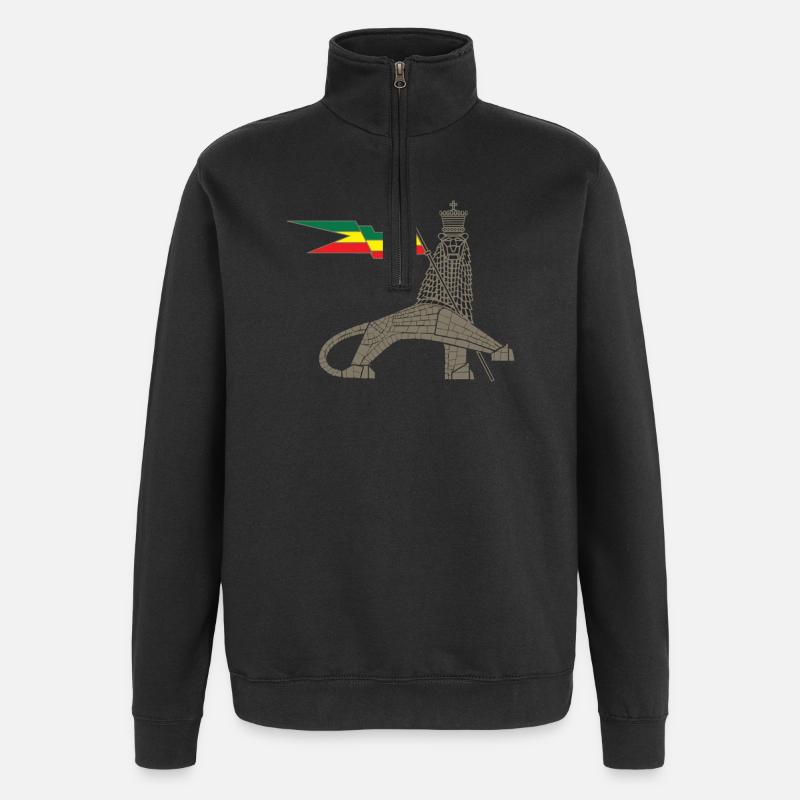 Königslöwe mit äth Flaggenbalken - Quarter-Zip-Sweatshirt - Schwarz