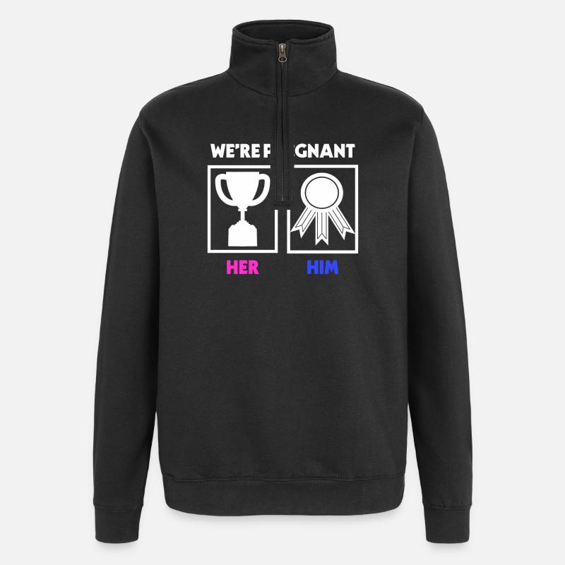 Elternteil Schwangerschaft Statement Schwanger - Quarter-Zip-Sweatshirt - Schwarz