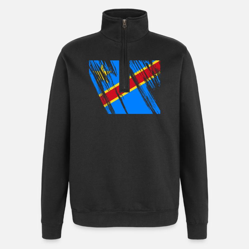 Kongo Flagge - Quarter-Zip-Sweatshirt - Schwarz