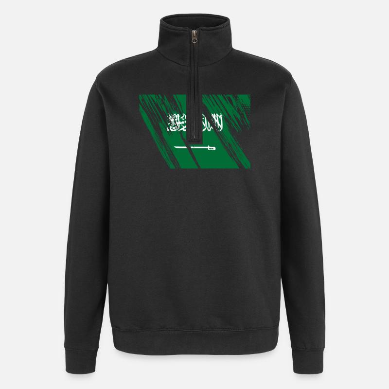 Saudi Arabien Flagge - Quarter-Zip-Sweatshirt - Schwarz