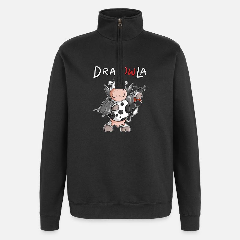 DraCOWla Dracula Cow Halloween - Quarter-Zip Sweatshirt - black