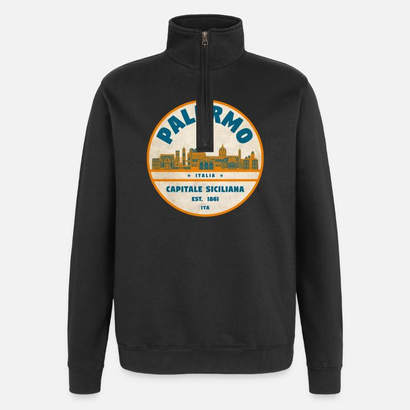 Palermo Retro City Logo Round - Sweat à zip 1/4 - noir