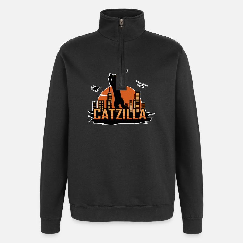 Catzilla - Sweat à zip 1/4 - noir