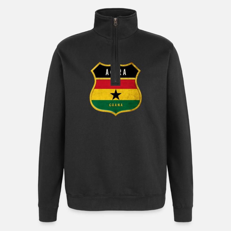 Design du drapeau d'Accra - Sweat à zip 1/4 - noir