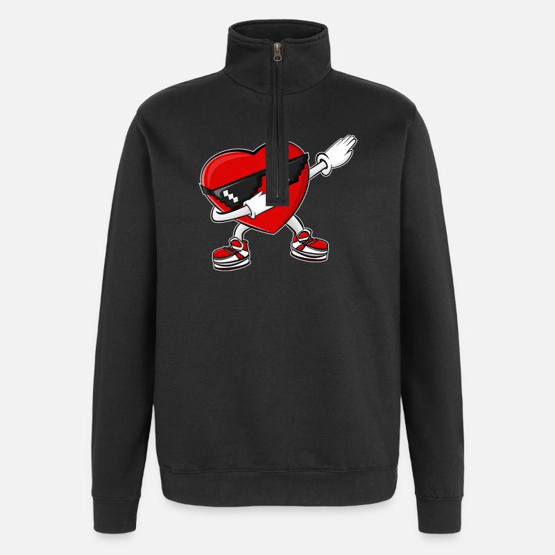 Dabbing Heart Saint-Valentin - Sweat à zip 1/4 - noir