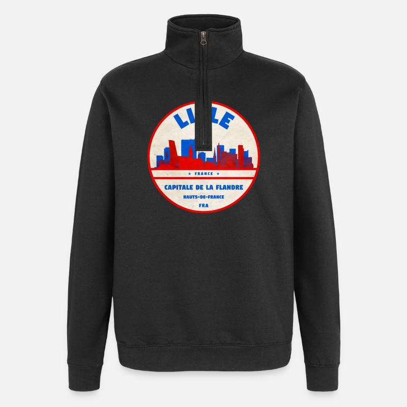 Lille Skyline Retro Abzeichen - Quarter-Zip-Sweatshirt - Schwarz