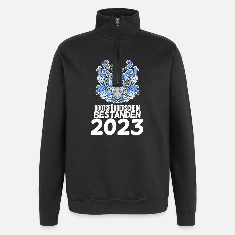Bootsführerschein 2023 Motorboot Geschenk - Quarter-Zip-Sweatshirt - Schwarz