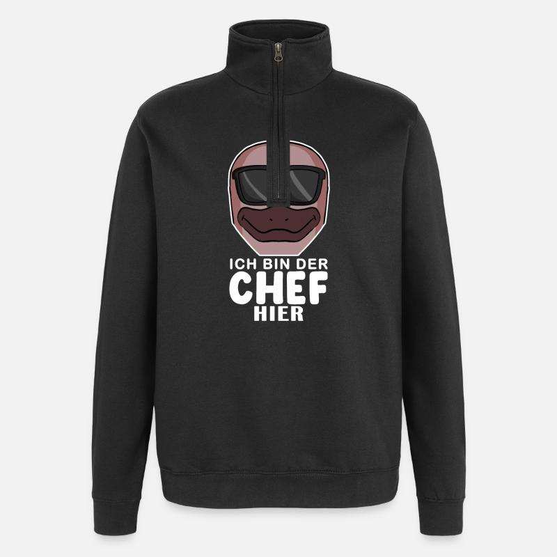 Cool Schnabeltier Chef Spruch - Quarter-Zip-Sweatshirt - Schwarz