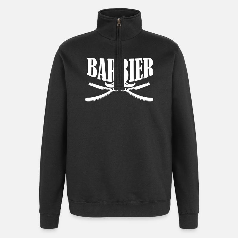 barber barbier shirt - Quarter-Zip-Sweatshirt - Schwarz