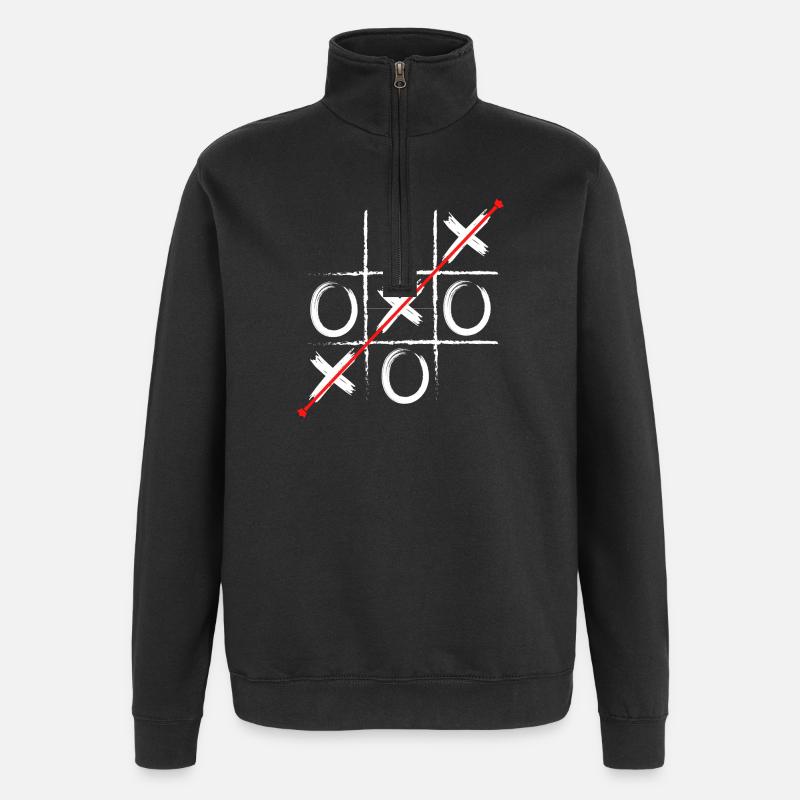 Tic Tac Diagonal Rouge - Sweat à zip 1/4 - noir