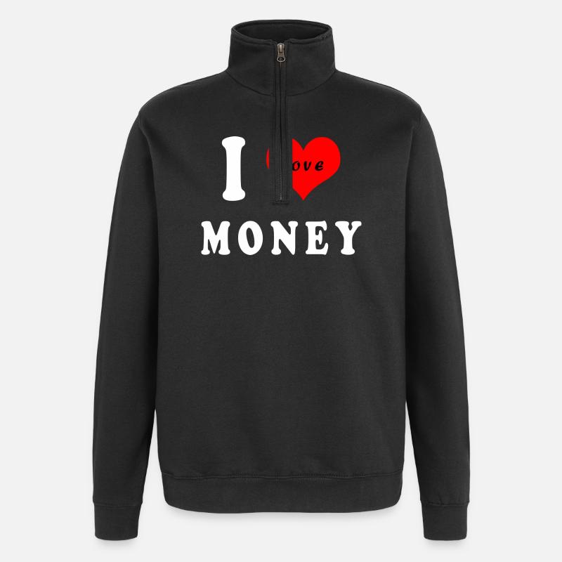 J'adore l'argent - Sweat à zip 1/4 - noir