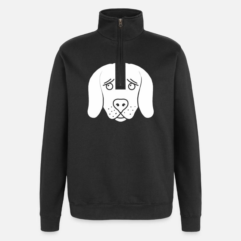 Chien (blanc) - Sweat à zip 1/4 - noir
