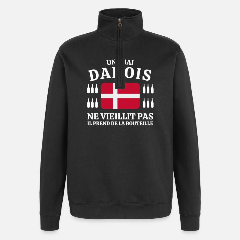 Danemark, Danois, je suis Danois - Sweat à zip 1/4 - noir