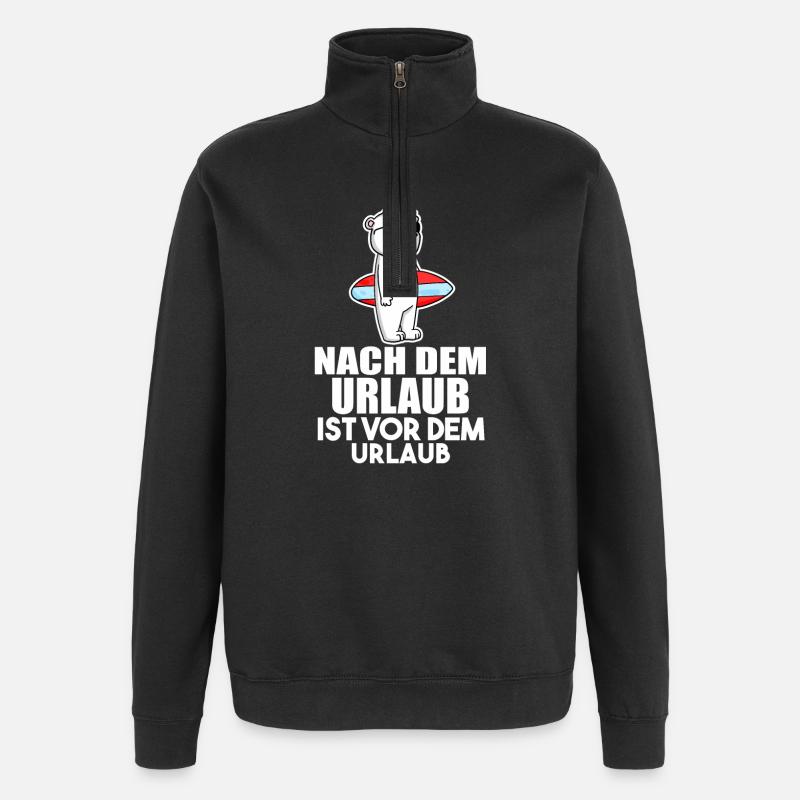 Urlaub Surfen Meer Bär - Quarter-Zip-Sweatshirt - Schwarz