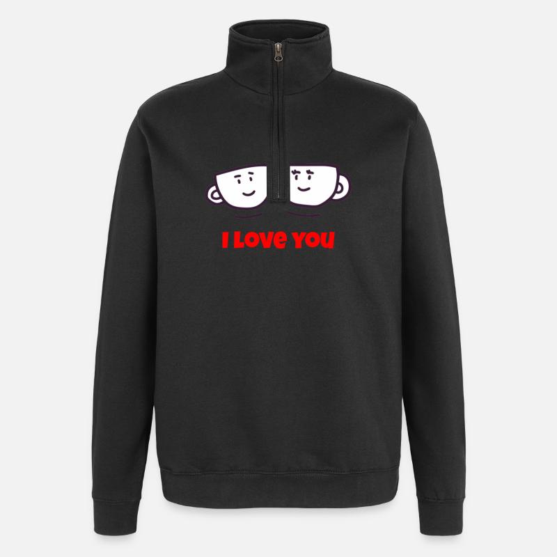 Saint-Valentin, Saint-Valentin, Saint-Valentin - Sweat à zip 1/4 - noir