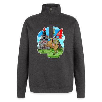 Four Year Old Knight - 4 Years - Quarter-Zip Sweatshirt - charcoal grey - Front - AI Model Female 172 light (172cm) & AI Model Male 178 dark (178cm)