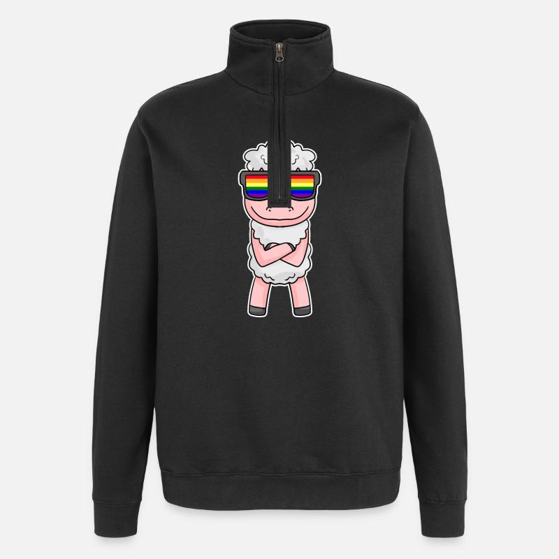 Gay Regenbogen - Schaf mit Brille - Quarter-Zip-Sweatshirt - Schwarz