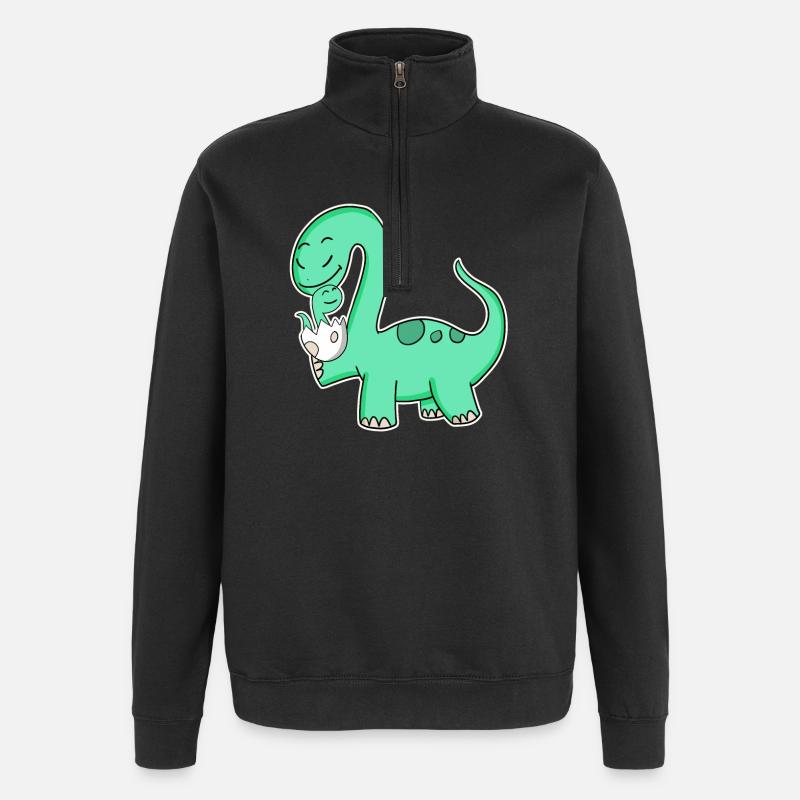 Dinosaure avec bébé dinosaure - Sweat à zip 1/4 - noir