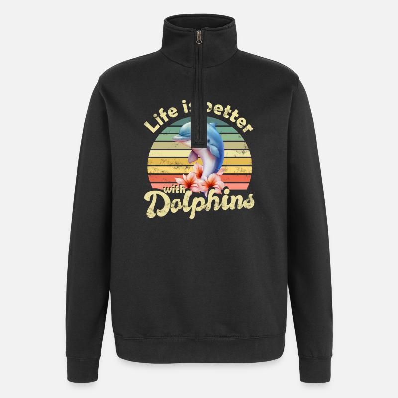 Dolphin Dolphins - Quarter-Zip Sweatshirt - black