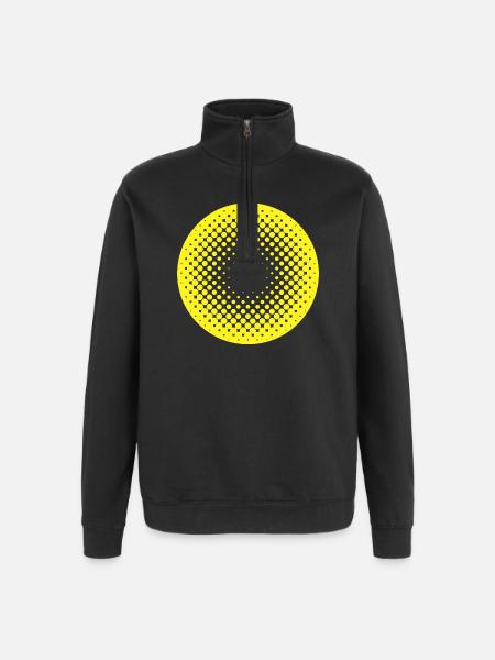 Sonnenkreis Halftone Muster - Quarter-Zip-Sweatshirt - Schwarz