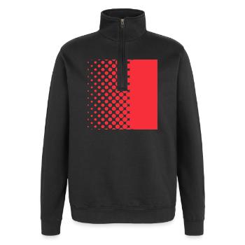 Halftone Gradient Rotes Panel - Quarter-Zip-Sweatshirt - Schwarz - Vorne - AI Model Female 172 light (172cm) & AI Model Male 178 dark (178cm)