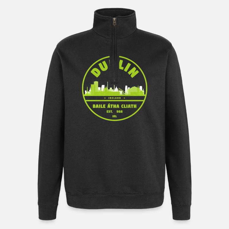 Dublin Skyline Stamp - Quarter-Zip Sweatshirt - black