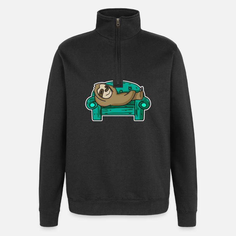 Faultier Faul - Quarter-Zip-Sweatshirt - Schwarz