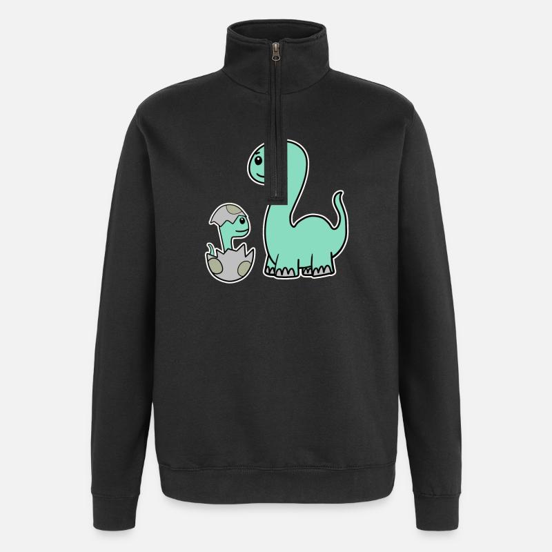 Dinosaur with baby dinosaur - Quarter-Zip Sweatshirt - black
