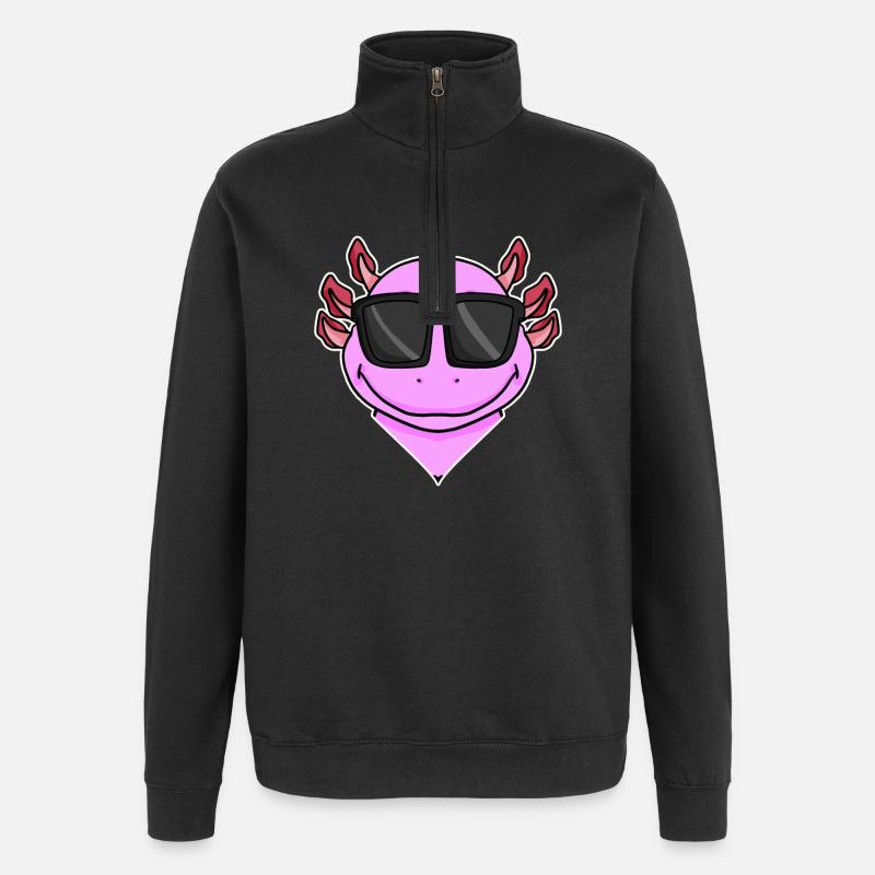 Axolotl mit Sonnenbrille - Quarter-Zip-Sweatshirt - Schwarz