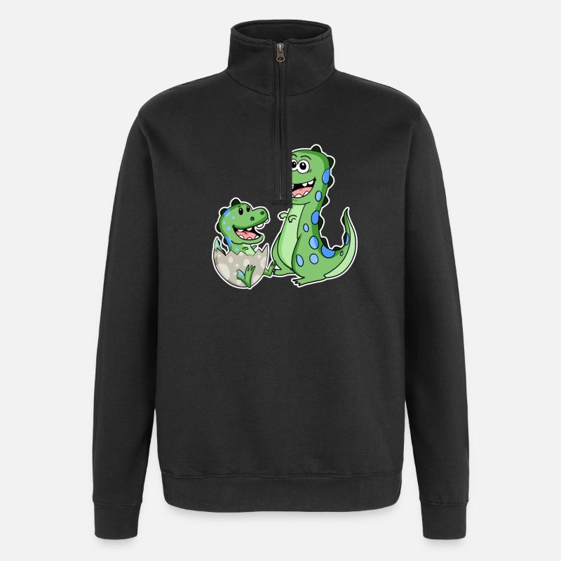Dinosaure avec bébé dinosaure - Sweat à zip 1/4 - noir