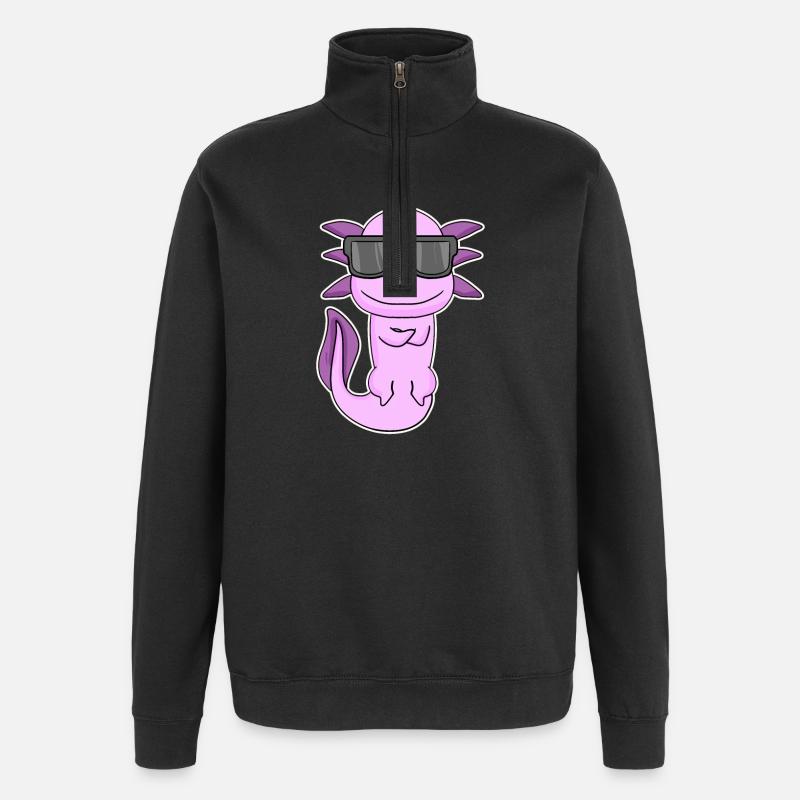 Axolotl mit Sonnenbrille - Quarter-Zip-Sweatshirt - Schwarz