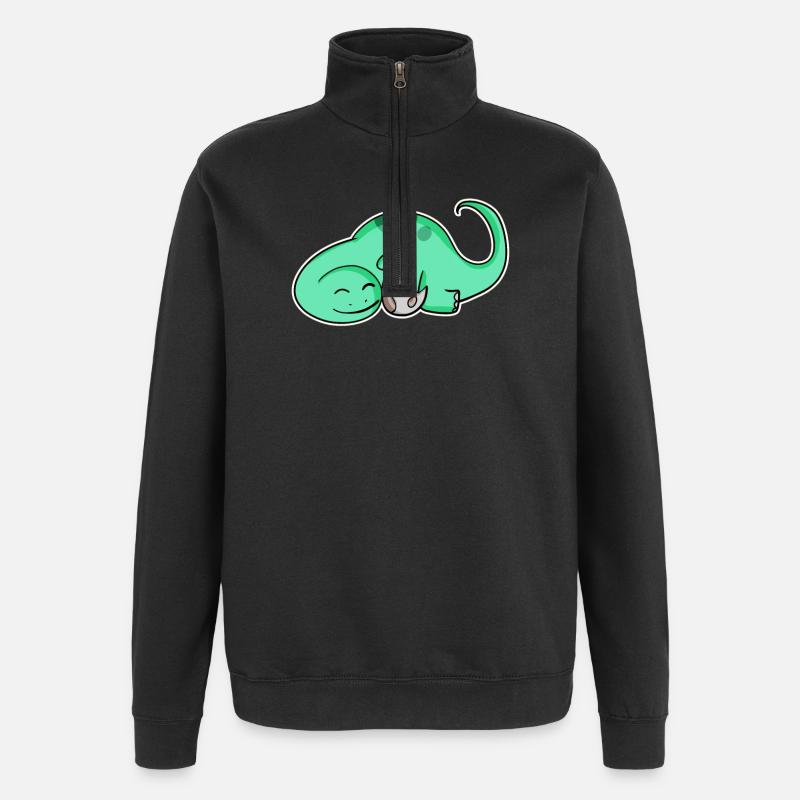 Dinosaure avec bébé dinosaure - Sweat à zip 1/4 - noir