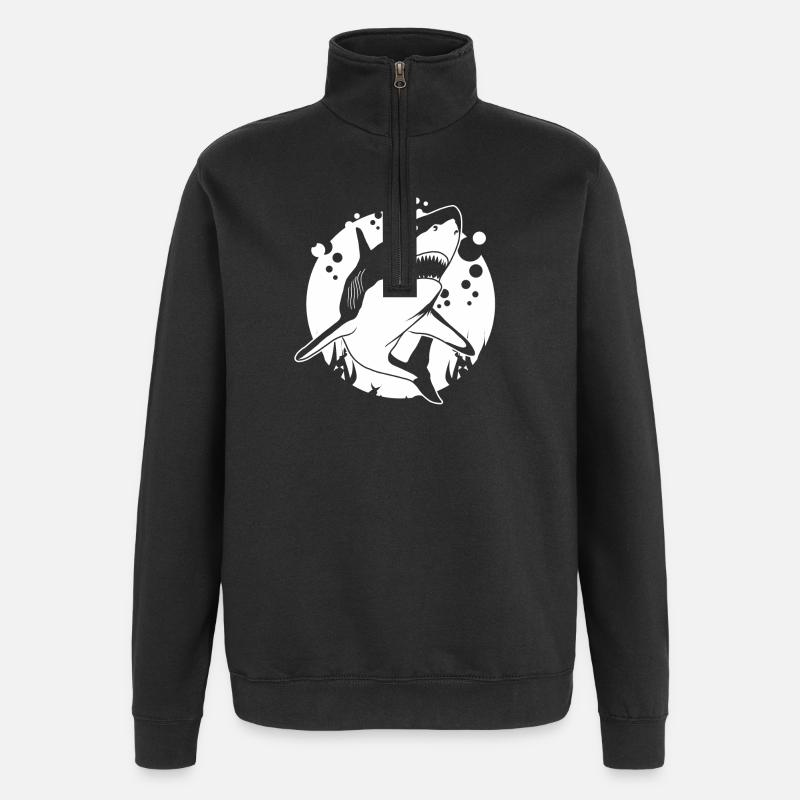 Requin - Sweat à zip 1/4 - noir