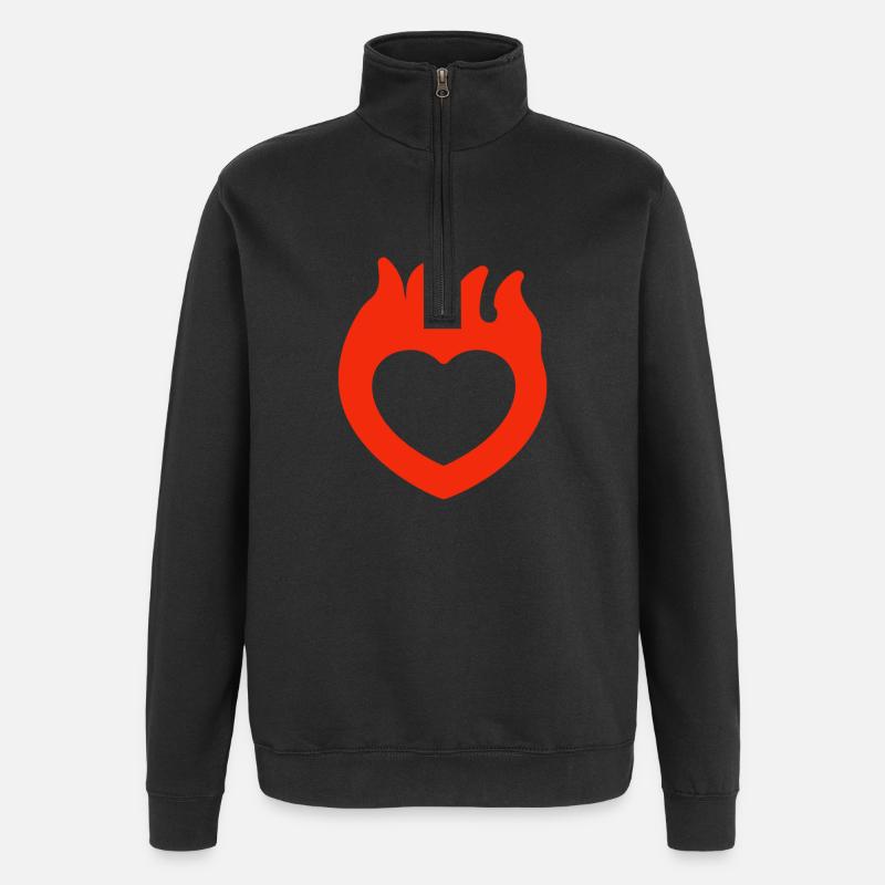 Saint-Valentin, Saint-Valentin, Saint-Valentin - Sweat à zip 1/4 - noir