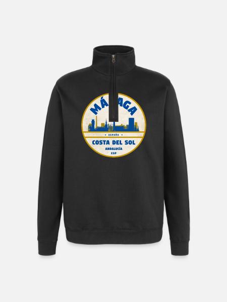Malaga Skyline Coastal Flair - Quarter-Zip Sweatshirt - black