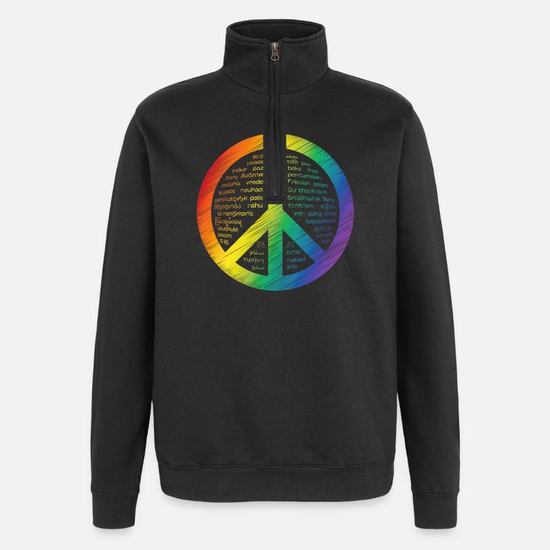 Signe de paix brillant - Sweat à zip 1/4 - noir