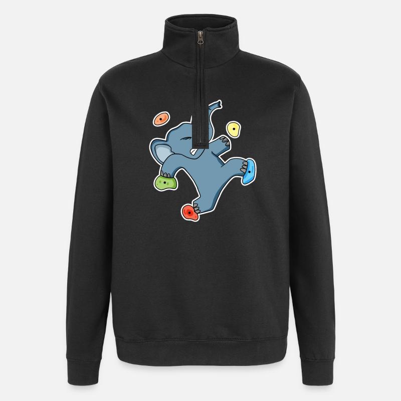 Climbing elephant motif - Quarter-Zip Sweatshirt - black