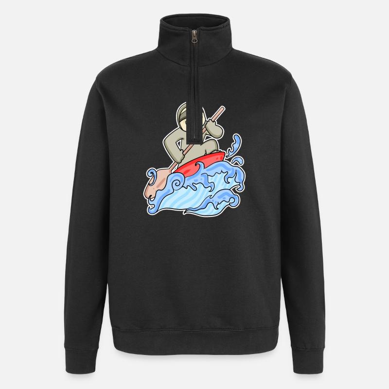 Stand Up Paddling Sloth - Quarter-Zip Sweatshirt - black