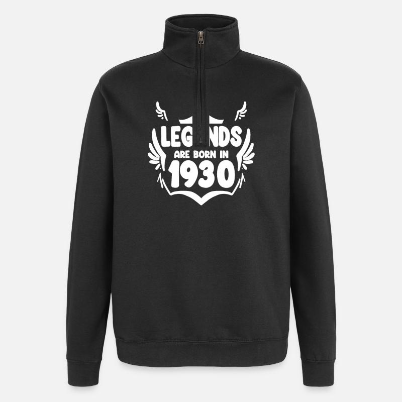1930 - Sweat à zip 1/4 - noir