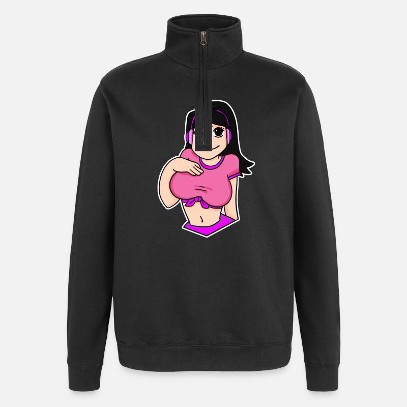 Anime - Sweat à zip 1/4 - noir