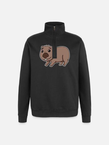 Wombat motif marsupial - Quarter-Zip Sweatshirt - black