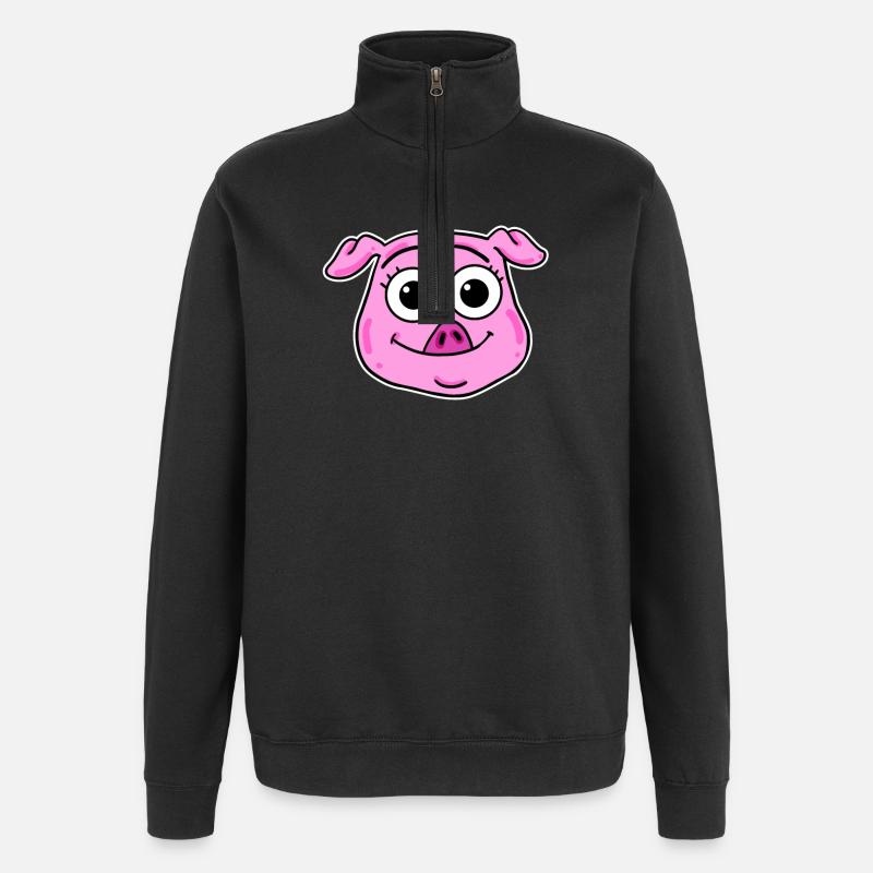 Pig Head Animal Head - Quarter-Zip Sweatshirt - black