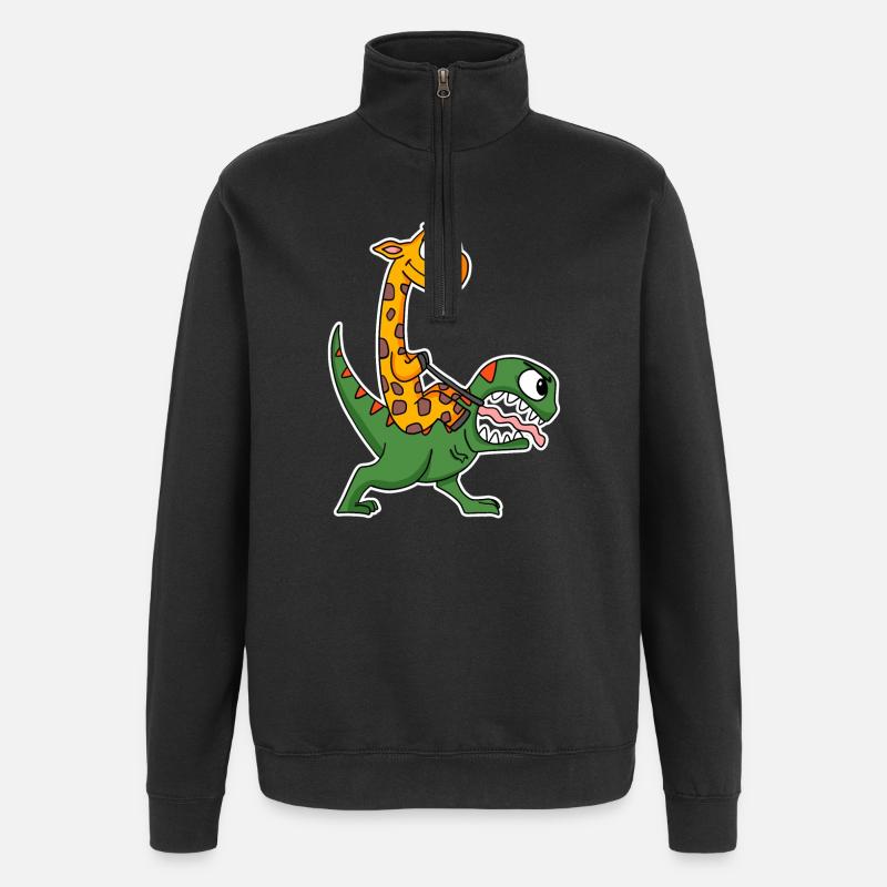 Giraffe und Dinosaurier - Quarter-Zip-Sweatshirt - Schwarz