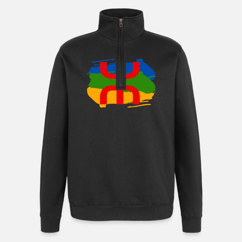 Amazigh Tshirt - Sweat à zip 1/4 - noir