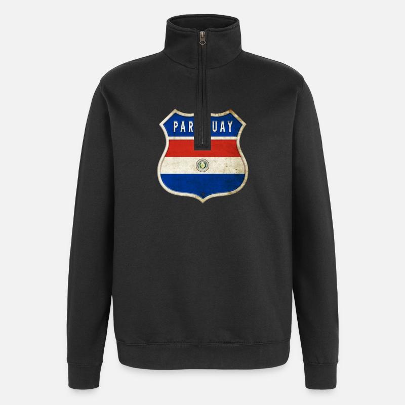 Paraguay Wappen Flaggen Design - Quarter-Zip-Sweatshirt - Schwarz