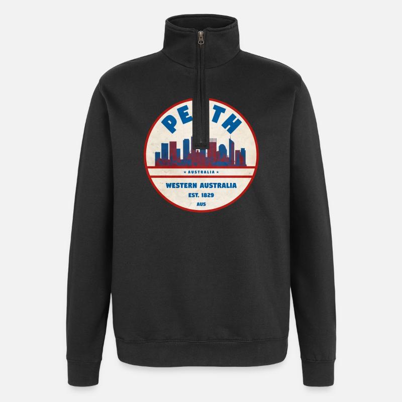 Perth Skyline Rétro AU - Sweat à zip 1/4 - noir